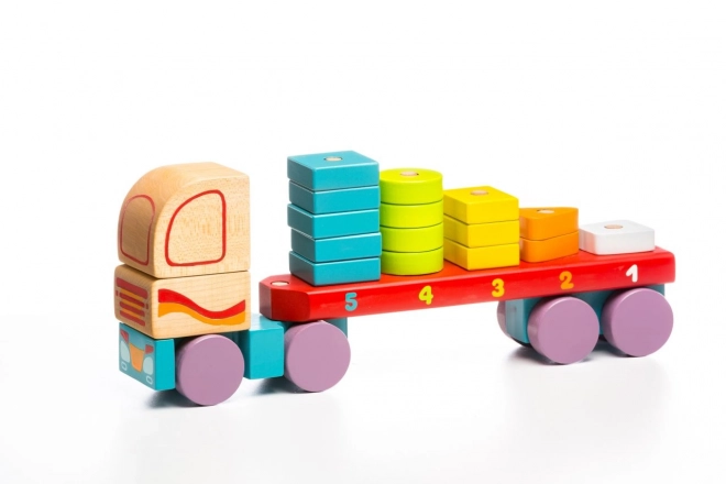 Cubika Wooden Truck with Geometric Shapes Puzzle