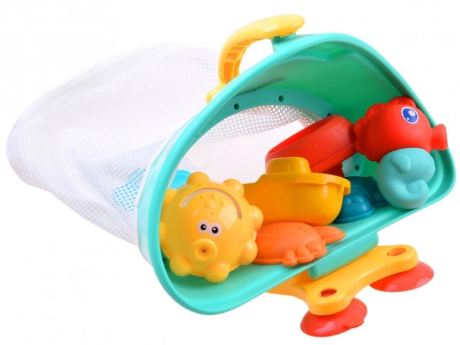 Colorful Bath Toy Set with Organizer Boat