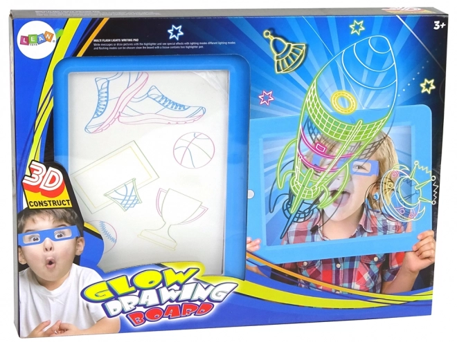 Magical Illuminated 3D Drawing Board with Blue Glasses