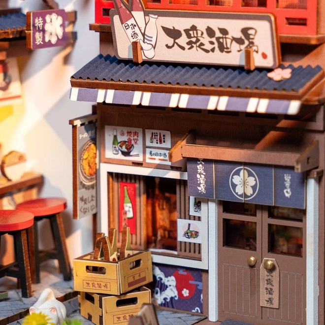 3D Puzzle Bookend Sakura Alley with Wine