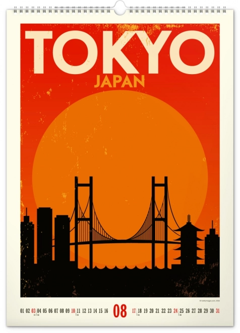 Wall calendar travel posters - world cities 2025