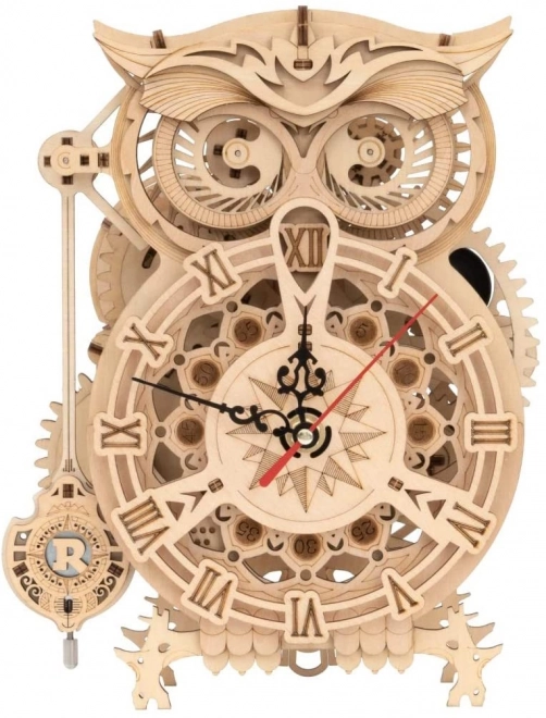 Robotime Rokr 3D Wooden Puzzle Owl Desk Clock with Timer