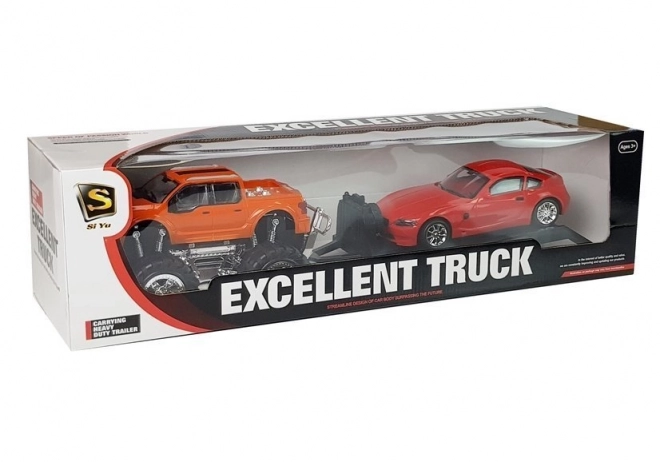 Orange Monster Truck and Red BMW Vehicle Set