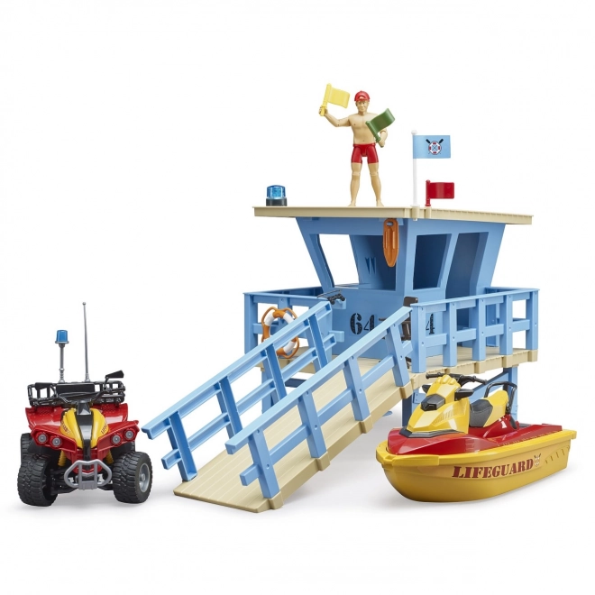 Coastal Rescue Tower with ATV, Jet Ski, and Lifeguard