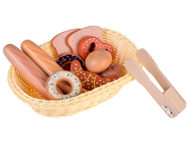 Wooden Bread Basket with Assorted Pastries