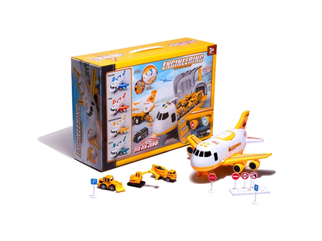 Construction Transport Airplane with Vehicles Set