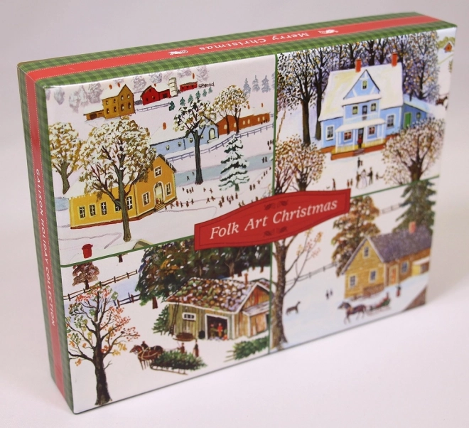 Christmas Folk Art Postcard Box by Konstantin Rodko