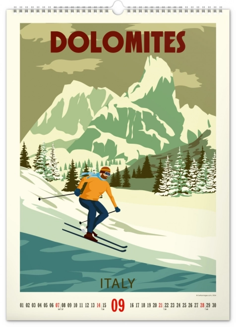 Wall Calendar Travel Posters - Mountains 2025