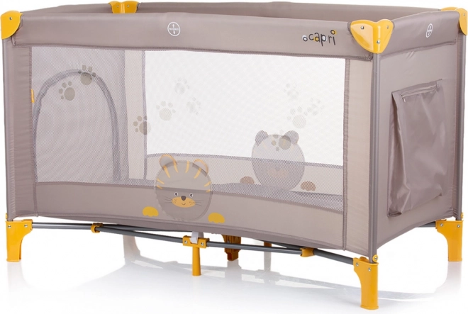 Travel Cot Capri with Tiger Motif in Beige