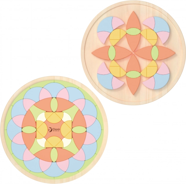 Pastelová mandala Montessori mozaika květiny