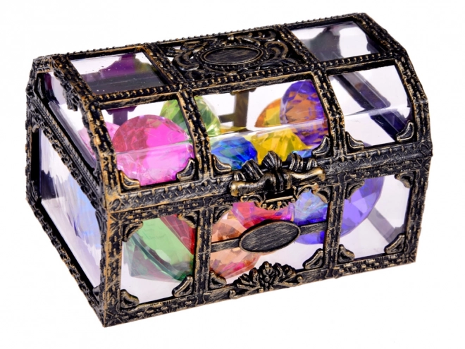 Treasure Chest with Colorful Crystals