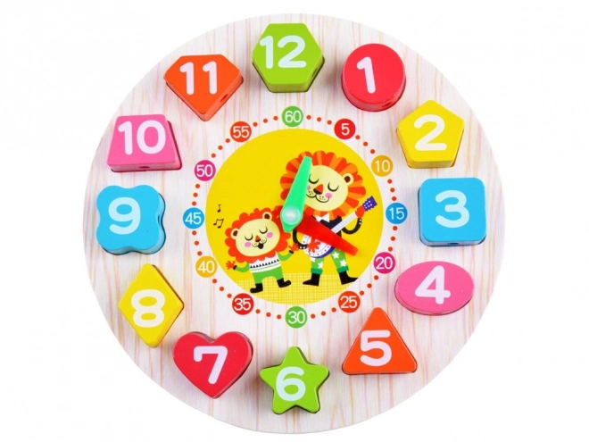 Educational Wooden Clock with Shape Sorter