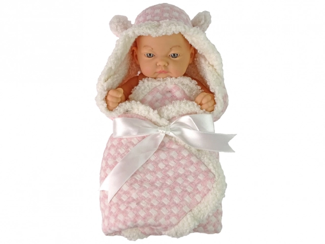 Sweet Baby Doll with Pink Bow Blanket