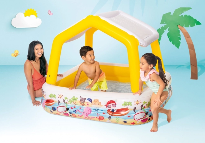 Inflatable Paddling Pool With Roof For Children