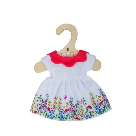 Bigjigs Toys White Floral Dress with Red Collar for 28cm Doll