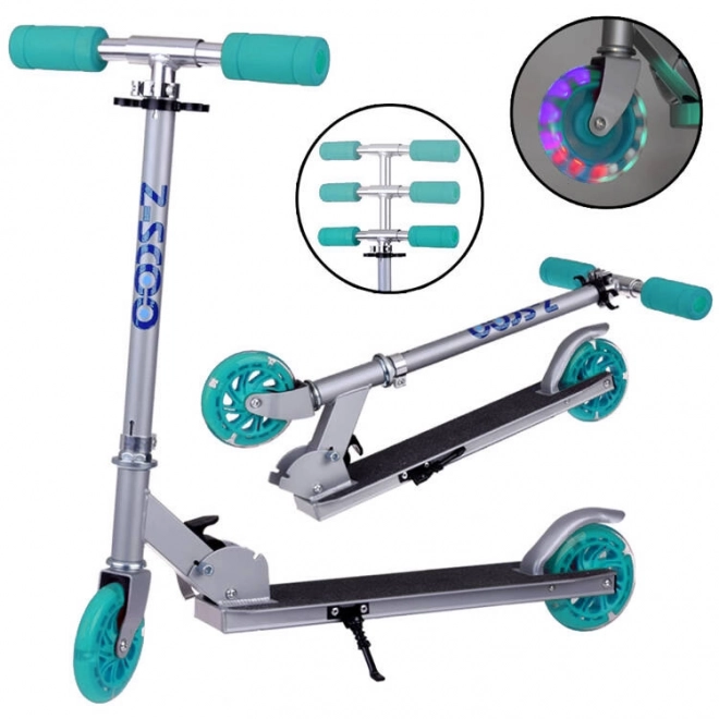 Foldable Children's Scooter with Light-Up Wheels – Turquoise