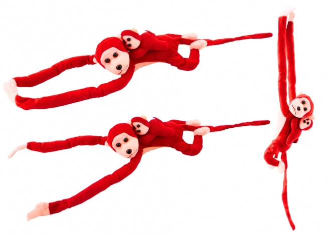 Plush Monkey with Baby Red 90 cm