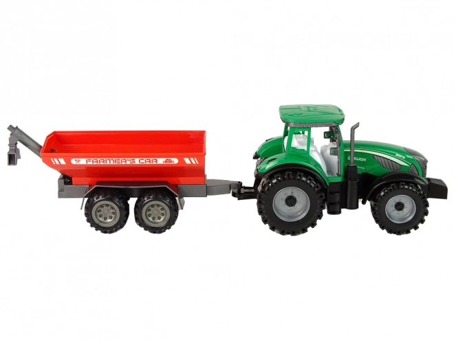 Green Tractor with Red Trailer Friction Drive