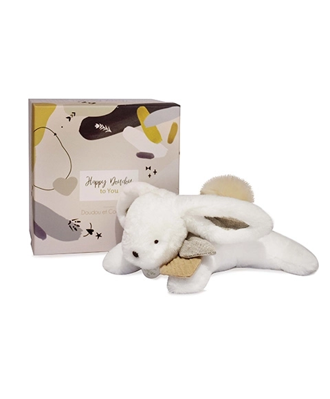 Gift Set - Plush Rabbit with Beige Pom Pom