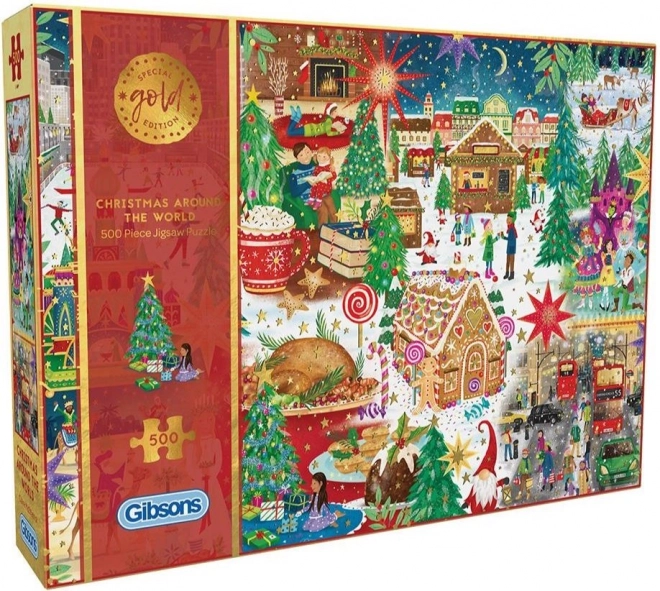 Gibsons Puzzle Special Gold Edition: Christmas Around the World 500 Pieces