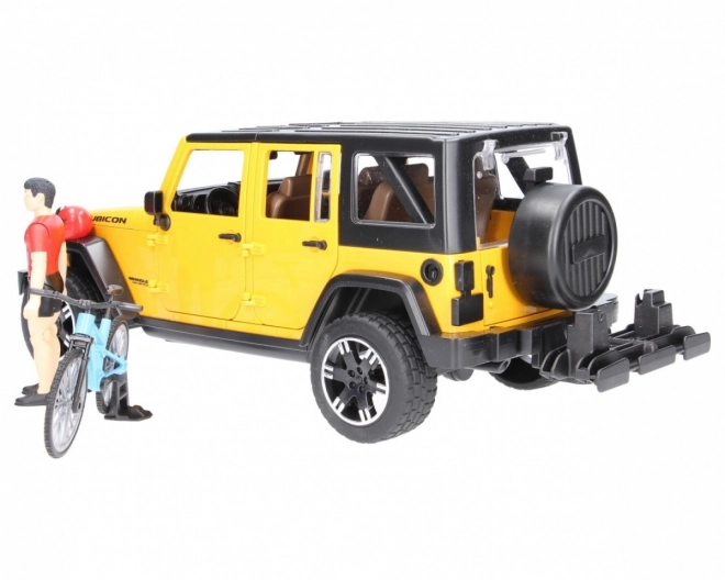 Bruder Jeep Wrangler Rubicon with Cyclist and Bicycle