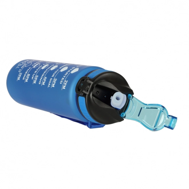 Motivational Water Bottle with Straw and Handle - 1L Blue