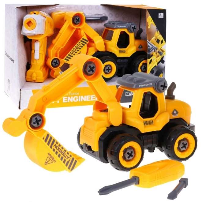 Buildable Excavator with Electric Screwdriver and Sounds for Kids 3+