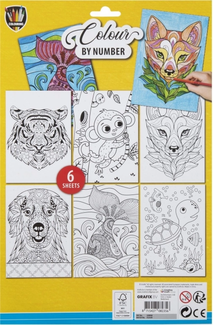 Grafix Coloring by Numbers Animals Set with Pencils