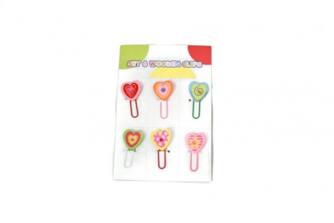 Heart or Flower Wooden Clips Set - 6 Pieces