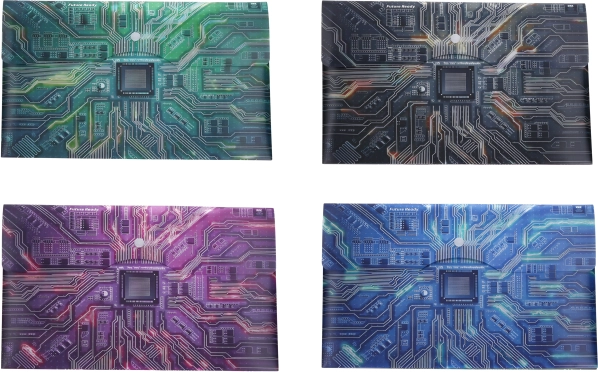 Plastic snap folder Future Ready – motherboard motif, A4+