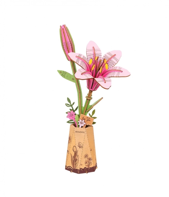 3D Wooden Puzzle Pink Lily