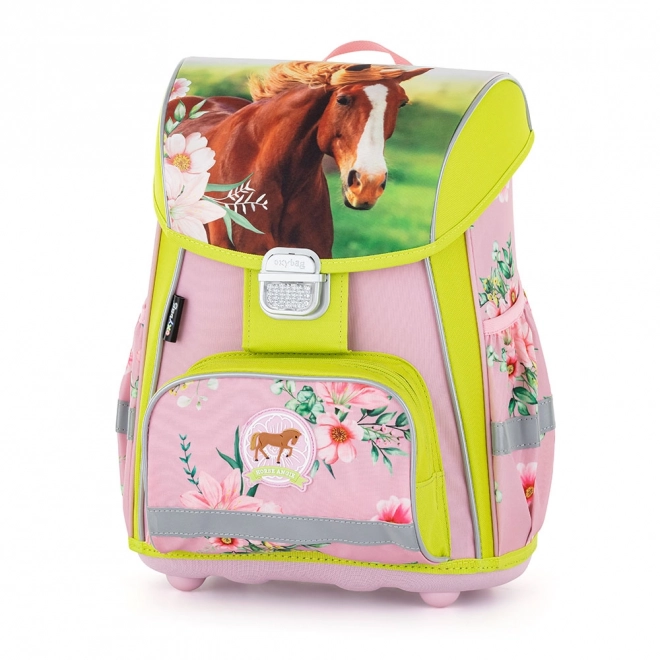 School backpack premium with horse motif