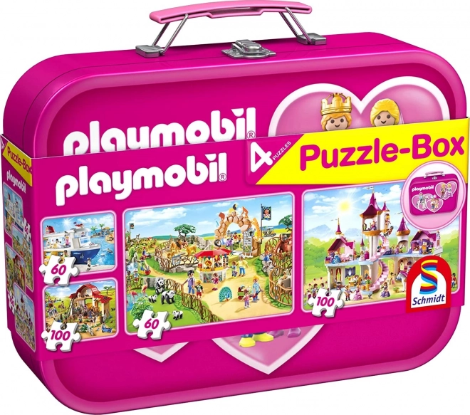 Schmidt Playmobil 4-in-1 Puzzle Tin Box