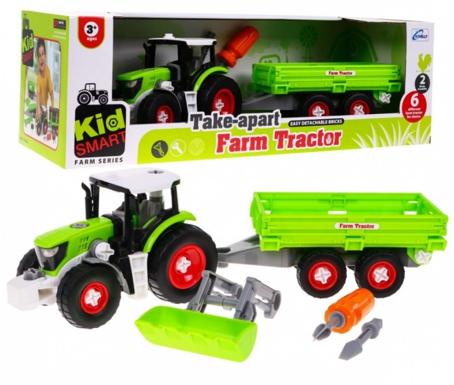 Buildable Tractor with Trailer for Children 3+ Screwdriver Set with Bulldozer