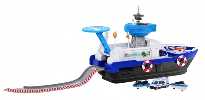 Interactive Police Boat 2-in-1 with Storage and Vehicles for Kids 3+