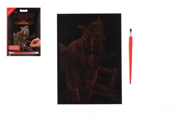 Immagine da grattare rame Cavallo 12,5x18cm su cartoncino