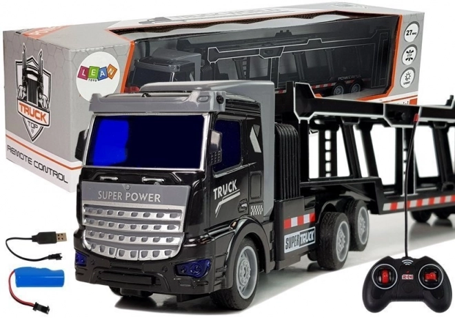 Large Remote Controlled Black Tow Truck with Light Effects