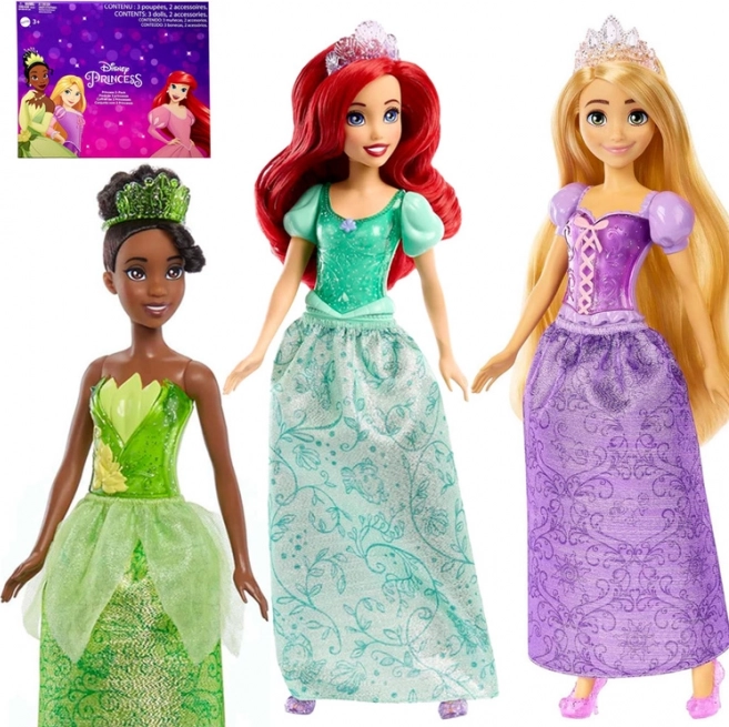 Mattel Disney Princess Set of 3 Dolls: Ariel, Tiana, Rapunzel