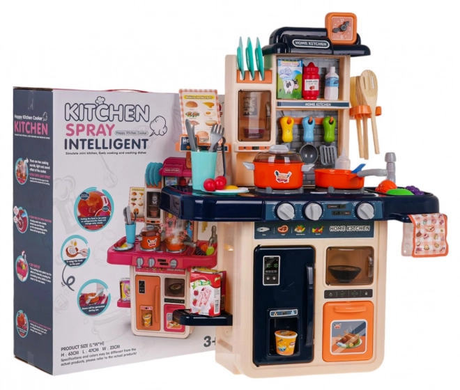 Children's Multifunctional Kitchen Playset with Light, Sound, Water, and Steam