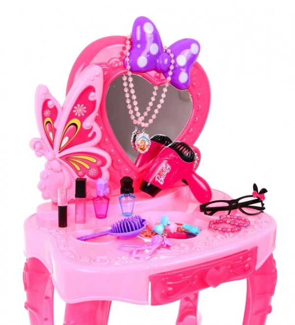 Interactive Pink Vanity Set for Kids with Lights and Styling Accessories