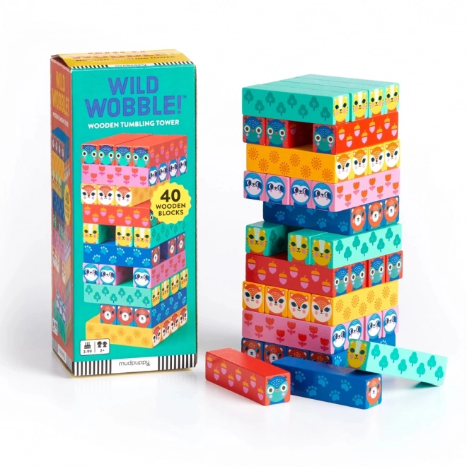 Mudpuppy Nature Animals Wooden Jenga Game