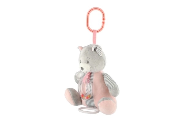 Wind-up Music Box Plush Bear 18x17cm Pink on Card in Bag 0+
