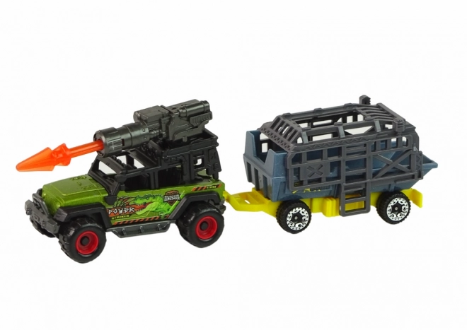 Dinosaur Adventure Car Set with Rocket and Trailer