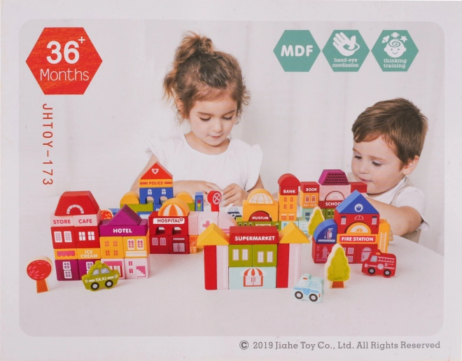 Wooden City Building Blocks Set for Kids