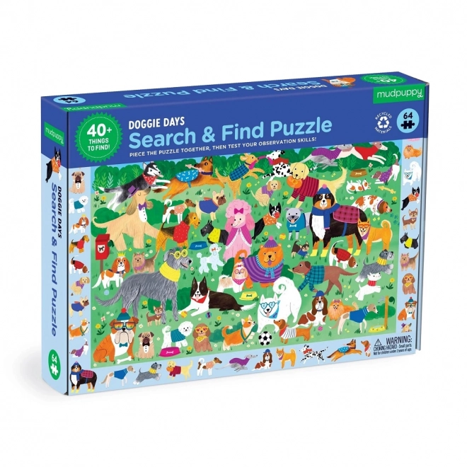 Mudpuppy Puzzle Find and Seek Dog's Day 64 Pieces