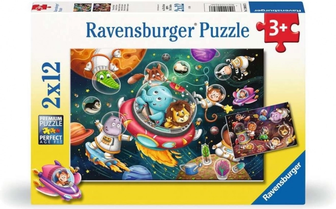 Ravensburger Puzzle Animals In Space 2x12 Pieces