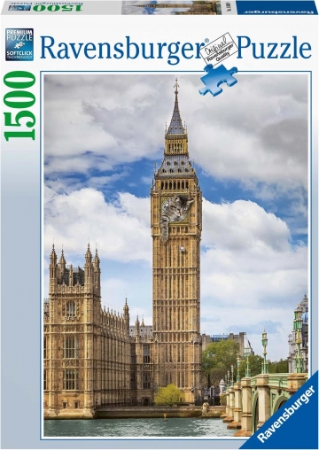 Puzzle 1500 dielikov – zábavná mačka na hodinách Big Ben RAVENSBURGER