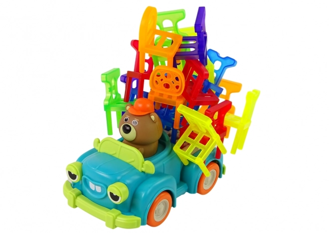 Falling Chairs Dexterity Game with Toy Car