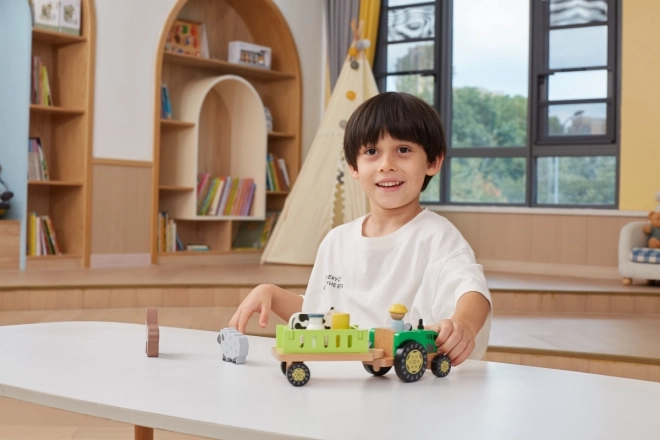 Wooden Tractor with Animals