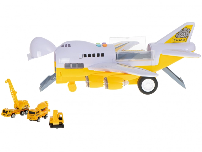 Airplane Transporter with Construction Vehicles Set